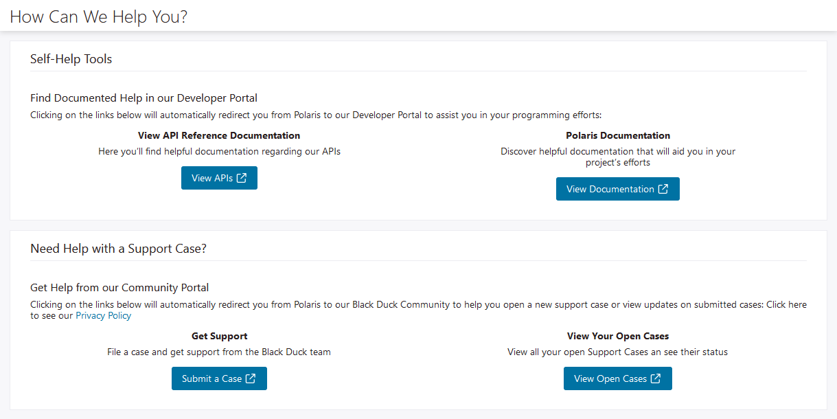 A screenshot of the Help page.